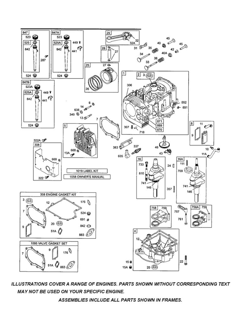 Cylinder/Crankshaft Diagram and Parts List for 286700 0102-4529 Briggs and Stratton Engine